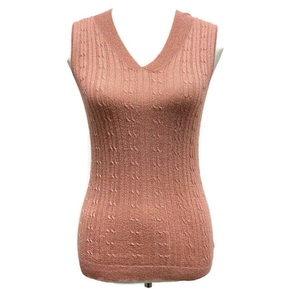 Chico's Coral w/Metallic Cable Knit Tank Top - Picture 1 of 2